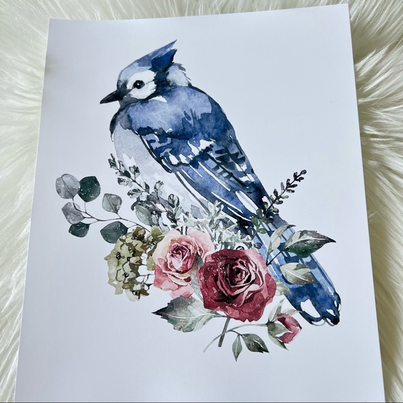 Blue Jay Bird Watercolor Wall Art Print Poster Unframed - Picture 15 of 17